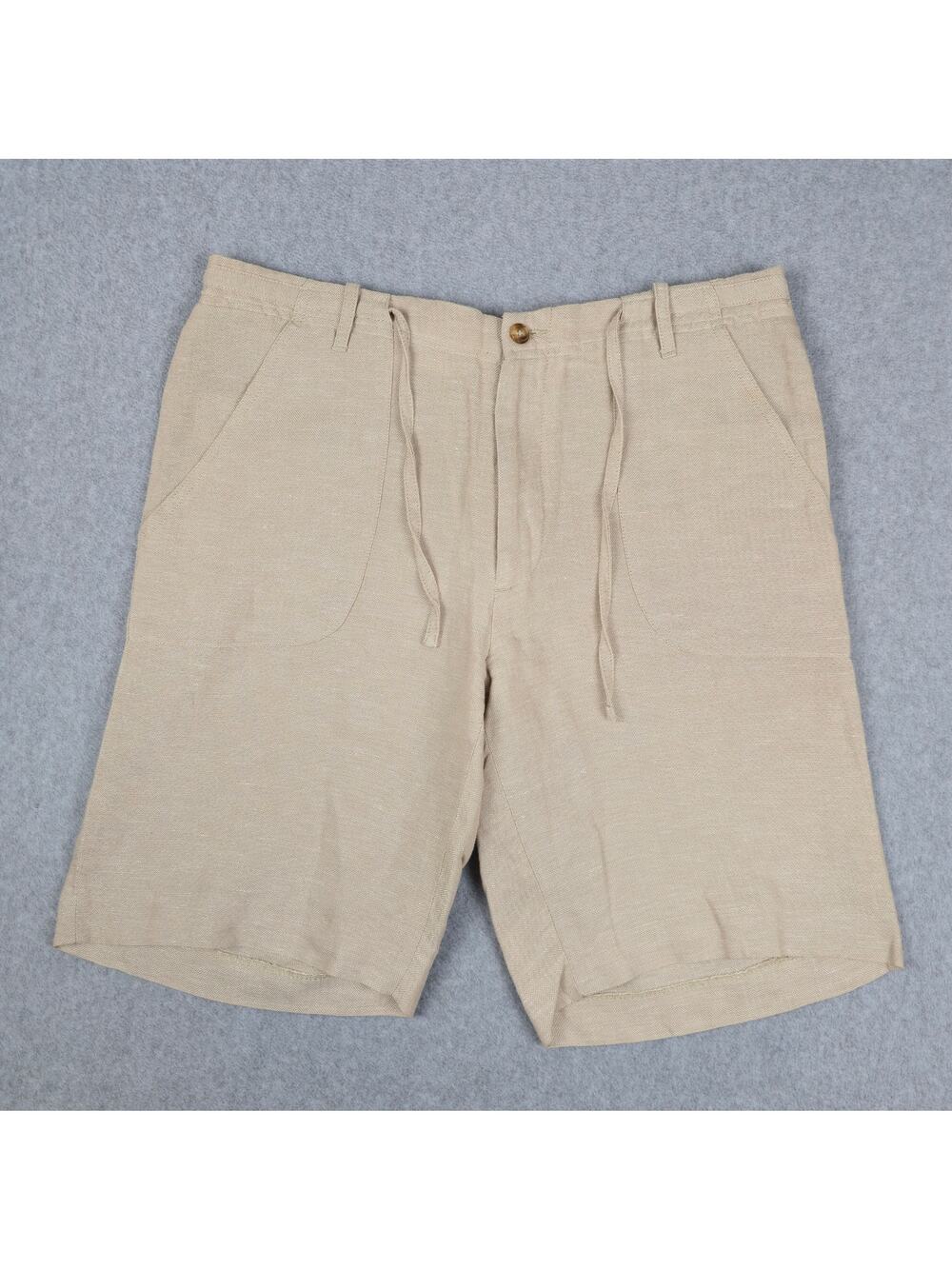 NWT Perry Ellis Mens 32 Linen Blend Drawstring Shorts